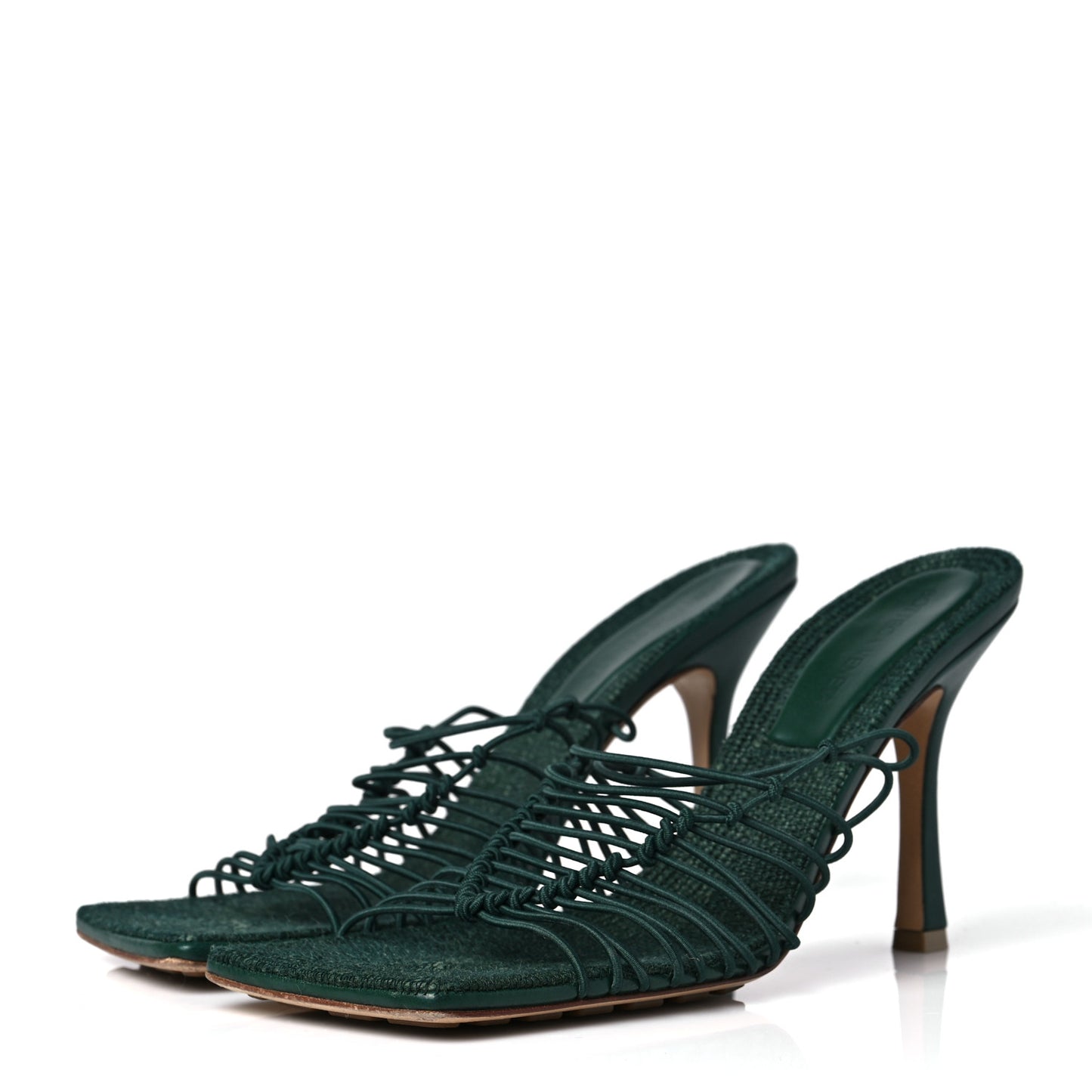 Raffia Elasticized Stretch Mule Sandals 40 Emerald Green