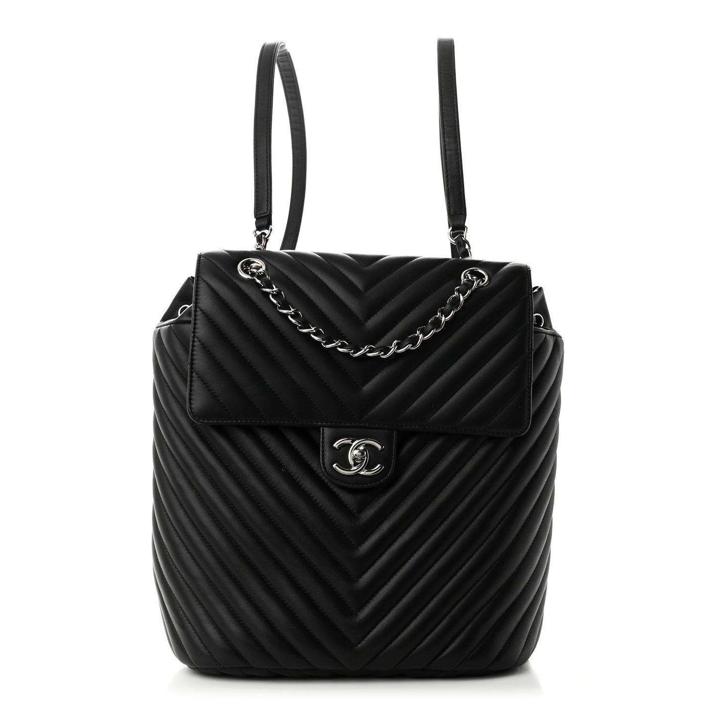 Calfskin Chevron Quilted Large Urban Spirit Backpack Black