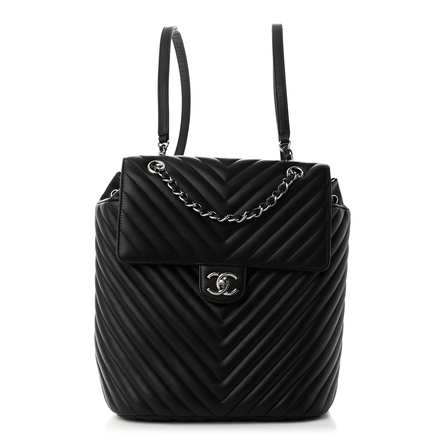 Chanel Calfskin Chevron Quilted Large Urban Spirit Backpack Black 1 of 10
