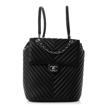 Chanel Calfskin Chevron Quilted Large Urban Spirit Backpack Black 1 of 10