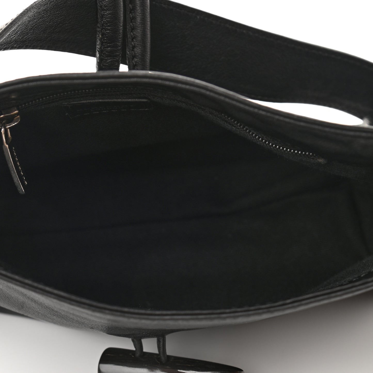 Grainy Calfskin Haymarket Check Horn Toggle Shoulder Bag Black