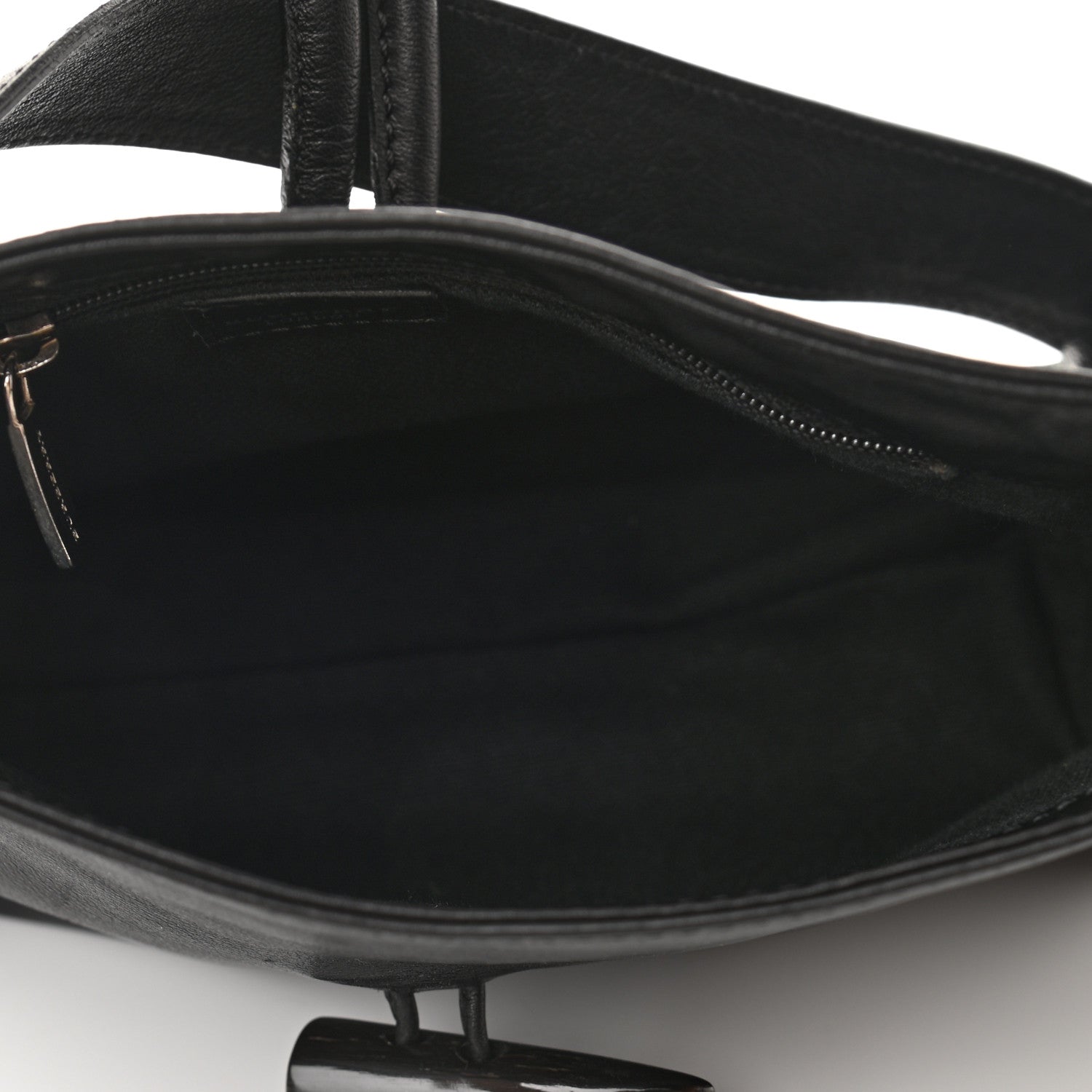 Burberry Grainy Calfskin Haymarket Check Horn Toggle Shoulder Bag Black 4 of 8