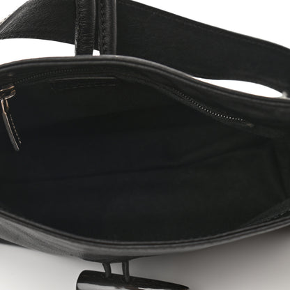 Burberry Grainy Calfskin Haymarket Check Horn Toggle Shoulder Bag Black 4 of 8