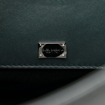 Dolce & Gabbana Lambskin Large Embroidered Laser Cut Miss Sicily Satchel Dark Green 5 of 13