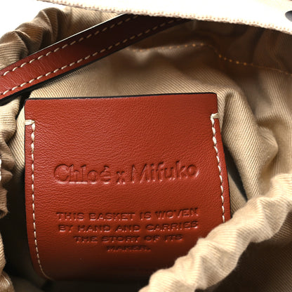 Chloe X MIFUKO Raffia Calfskin Small Woody Basket Shoulder Bag Black Beige 6 of 10