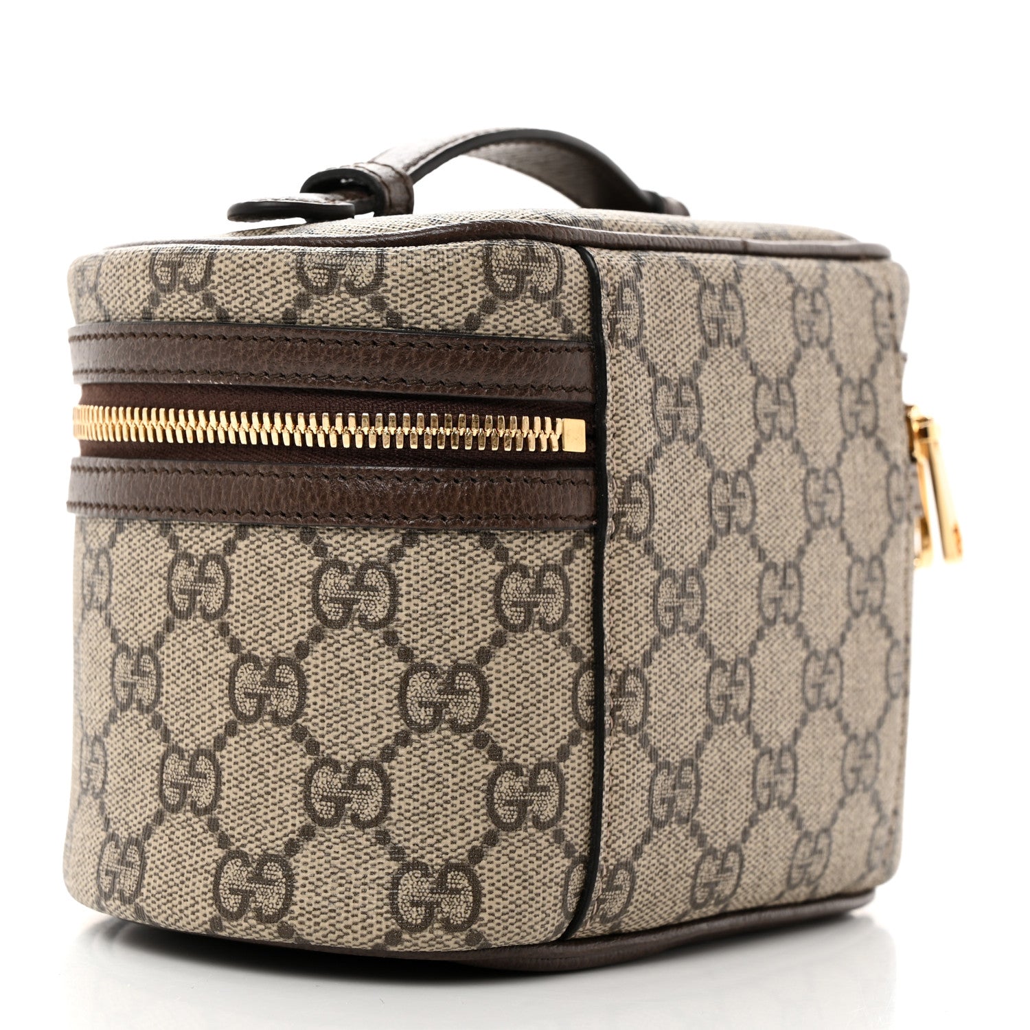 Gucci GG Supreme Monogram Textured Calfskin Web Ophidia Vanity Cosmetic Case Beige Ebony New Acero 3 of 10