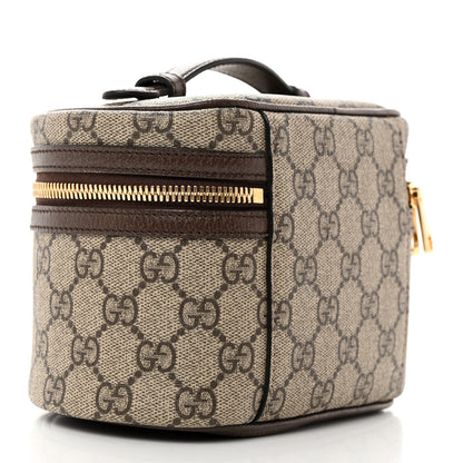 Gucci GG Supreme Monogram Textured Calfskin Web Ophidia Vanity Cosmetic Case Beige Ebony New Acero 3 of 10