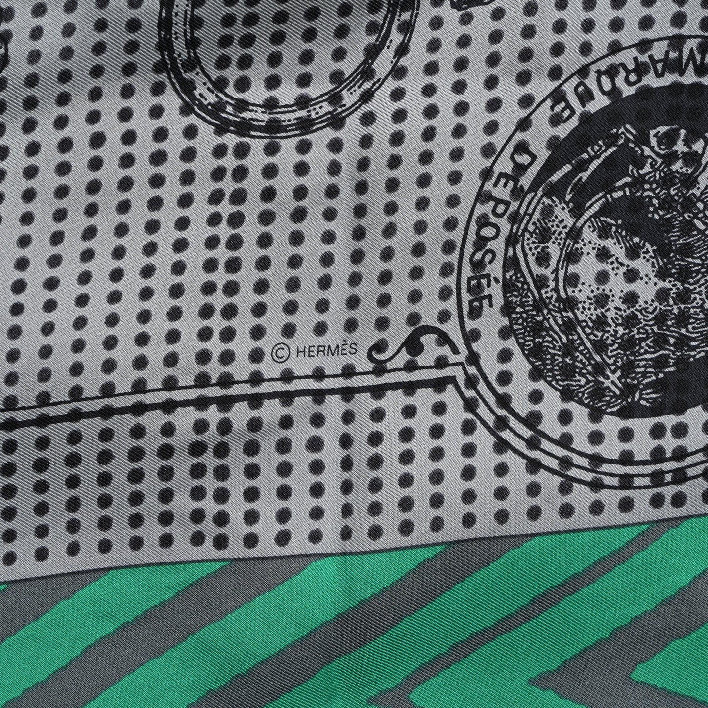 Silk Manufacture de Boucleries Scarf 90 Gris Noir Menthol