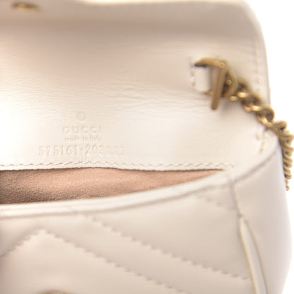 Gucci Calfskin Matelasse Heart GG Marmont 2.0 Coin Purse On A Chain Mystic White 6 of 7