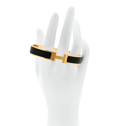 Hermes Matte Enamel Narrow Clic Clac HH Bracelet T6 Black 2 of 4
