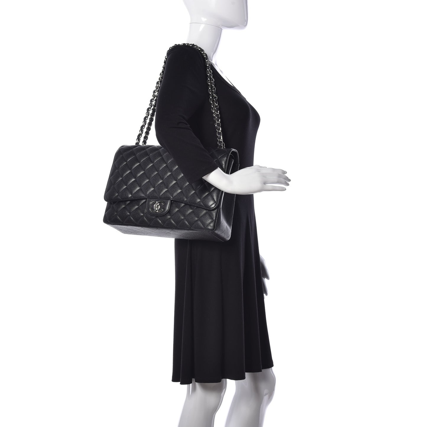 Caviar Quilted Maxi Double Flap Black