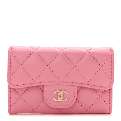 Chanel Lambskin Quilted Flap Card Holder Wallet Pink 1 of 8