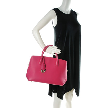 Christian Dior Grained Calfskin Bar Tote Coquelicot 2 of 7