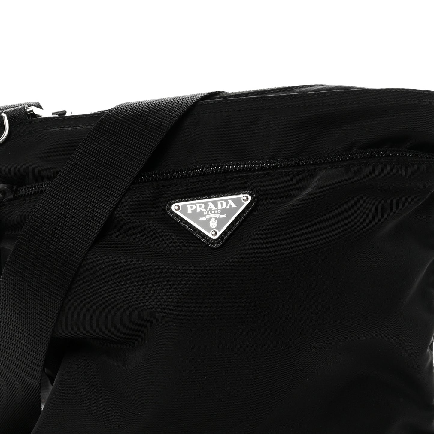 Tessuto Nylon Saffiano Flat Messenger Bag Black