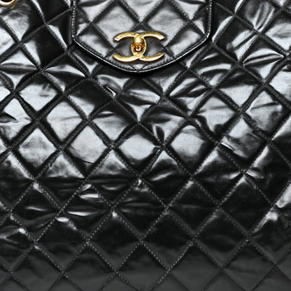 Chanel Vinyl Stitched XL Weekender Black 8 of 12