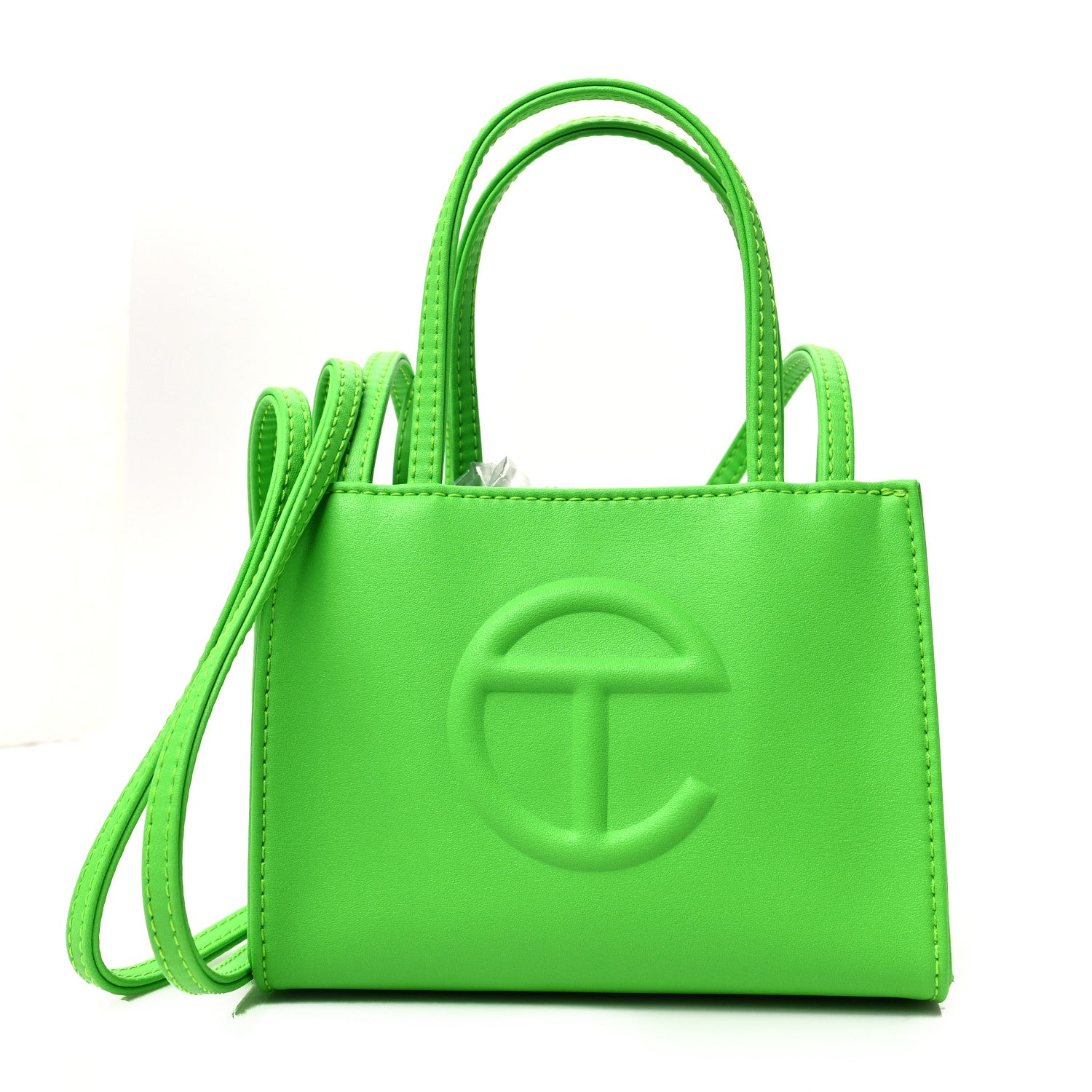 Telfar Vegan Leather Small Shopping Bag Highlighter Green 1 of 7