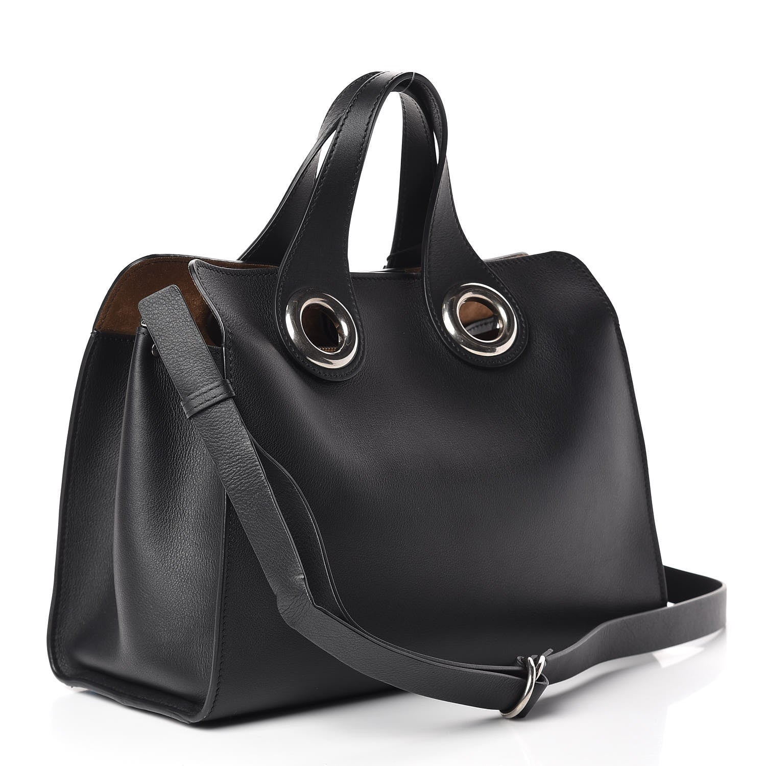Burberry Smooth Calfskin Small Grommet Embossed Crest Bag Black 3 of 11