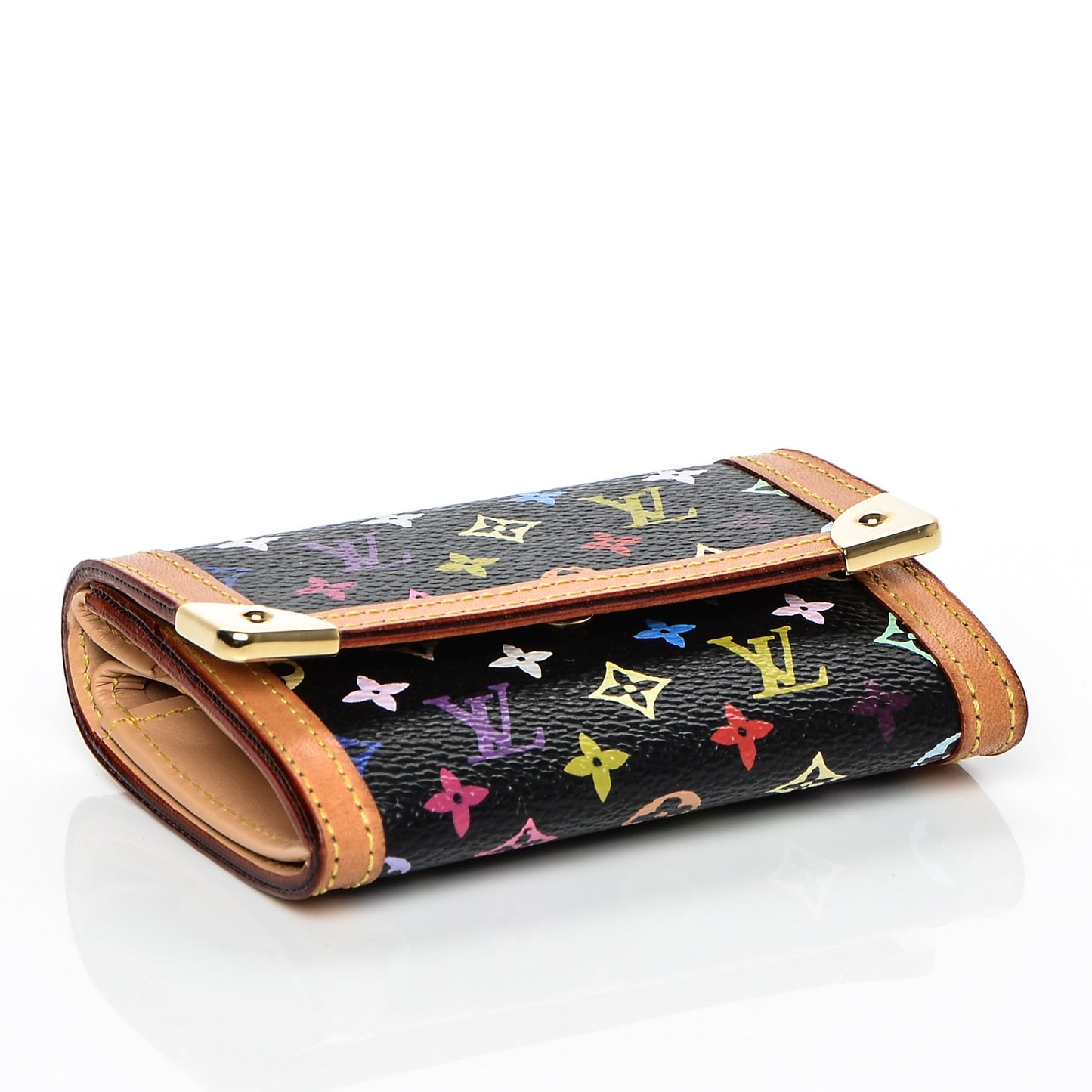 Monogram Multicolor Porte-Monnaie Plat Coin Purse Black