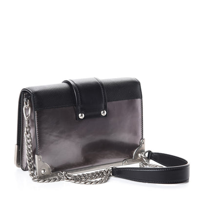 Prada Metallic Vitello Saffiano Cahier Bag Ferro Black 3 of 8