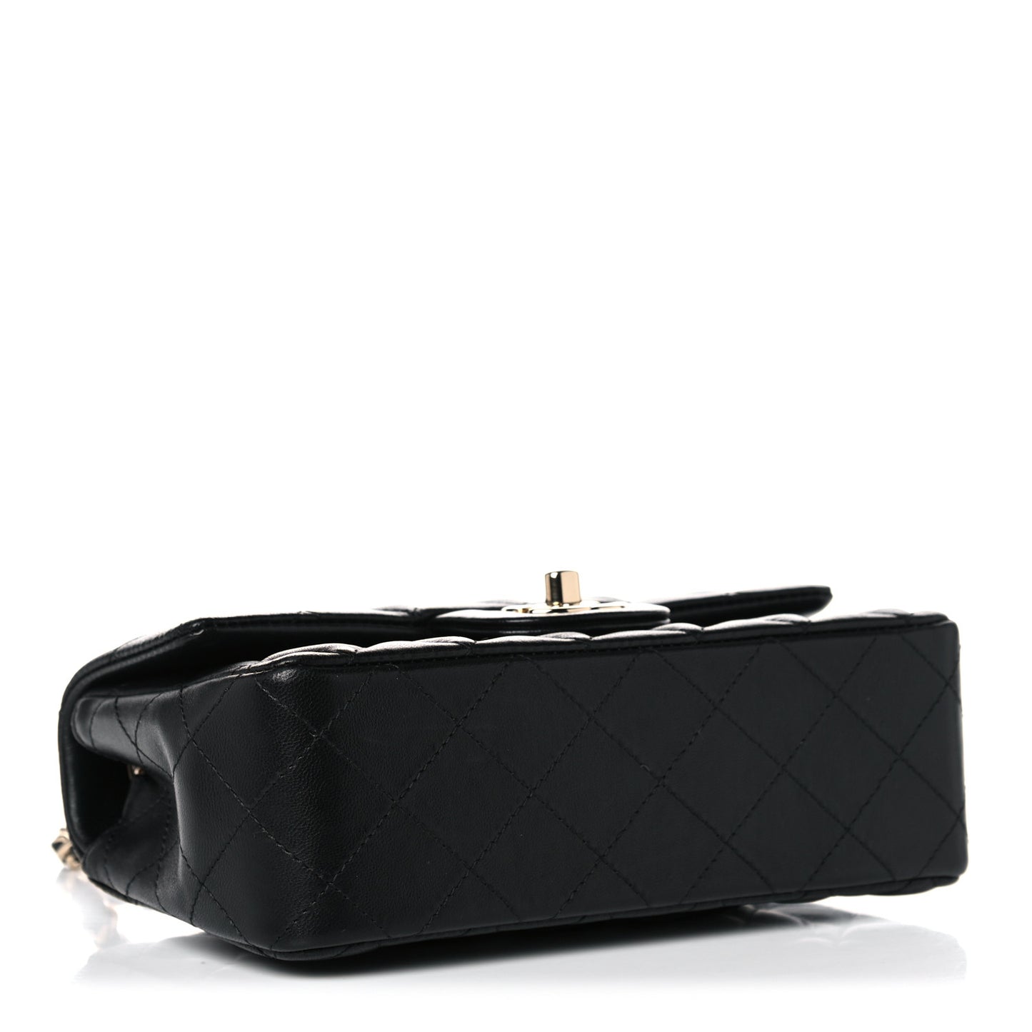 Lambskin Quilted Mini Rectangular Flap Black