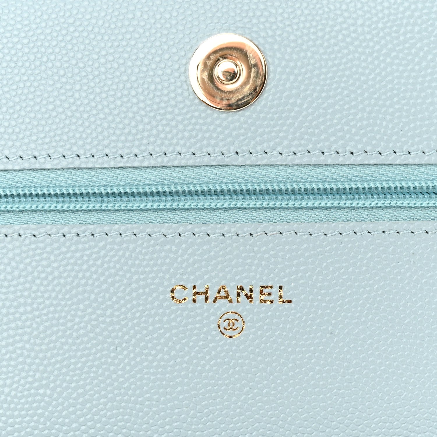 Chanel Caviar Quilted Wallet on Chain WOC Light Blue 6 of 12
