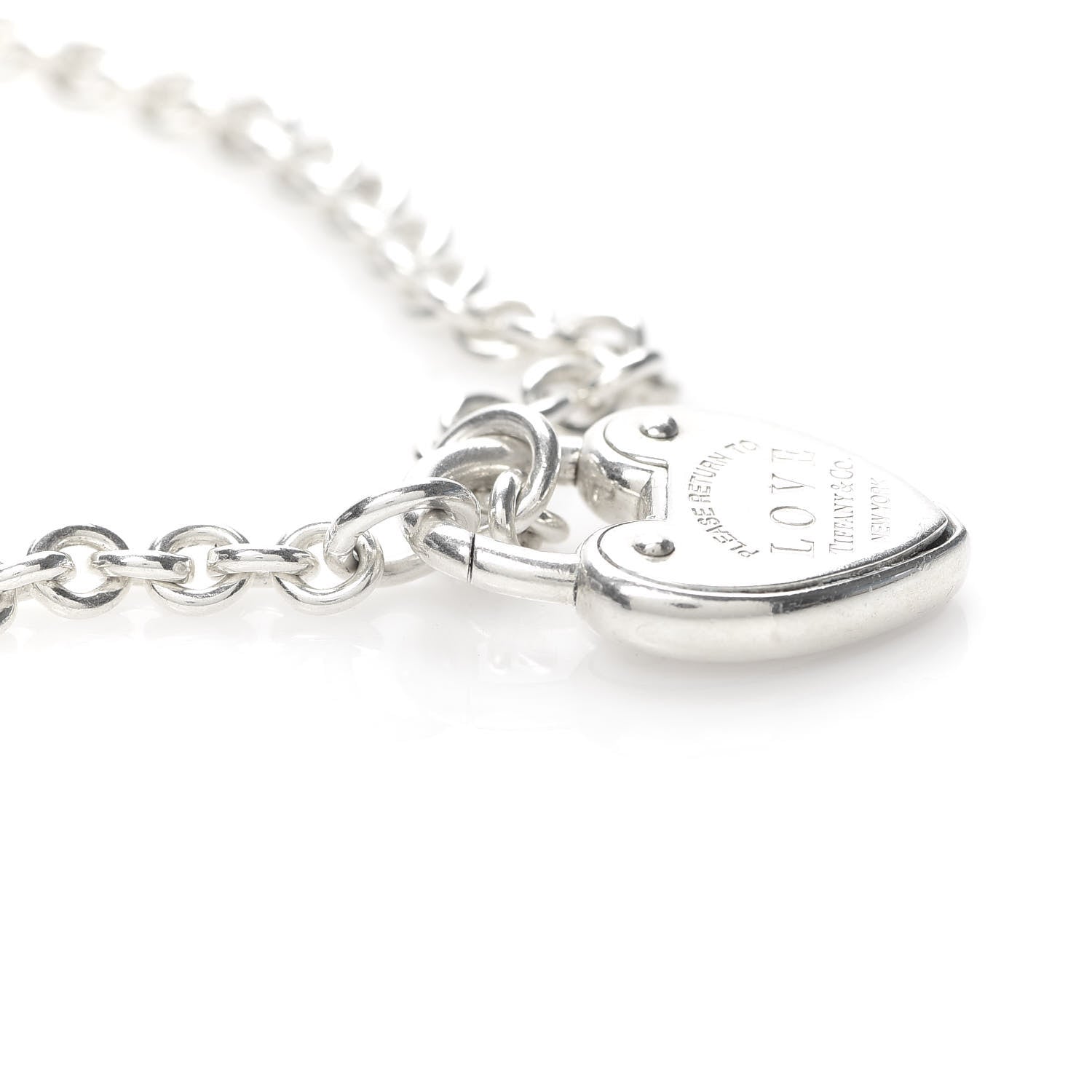Tiffany Sterling Silver Return To Tiffany Love Heart Lock Pendant Necklace 4 of 4