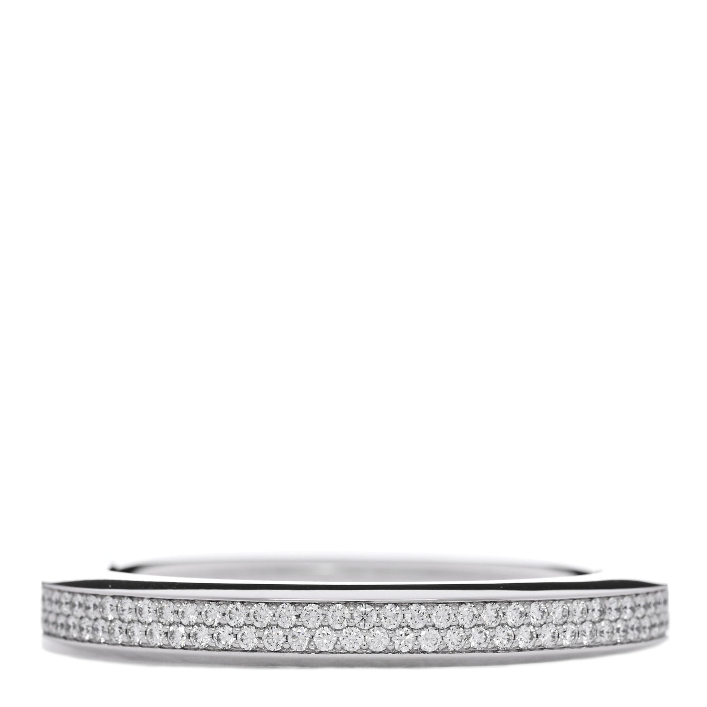 18K White Gold Diamond Tiffany Lock Bangle Pave Bracelet