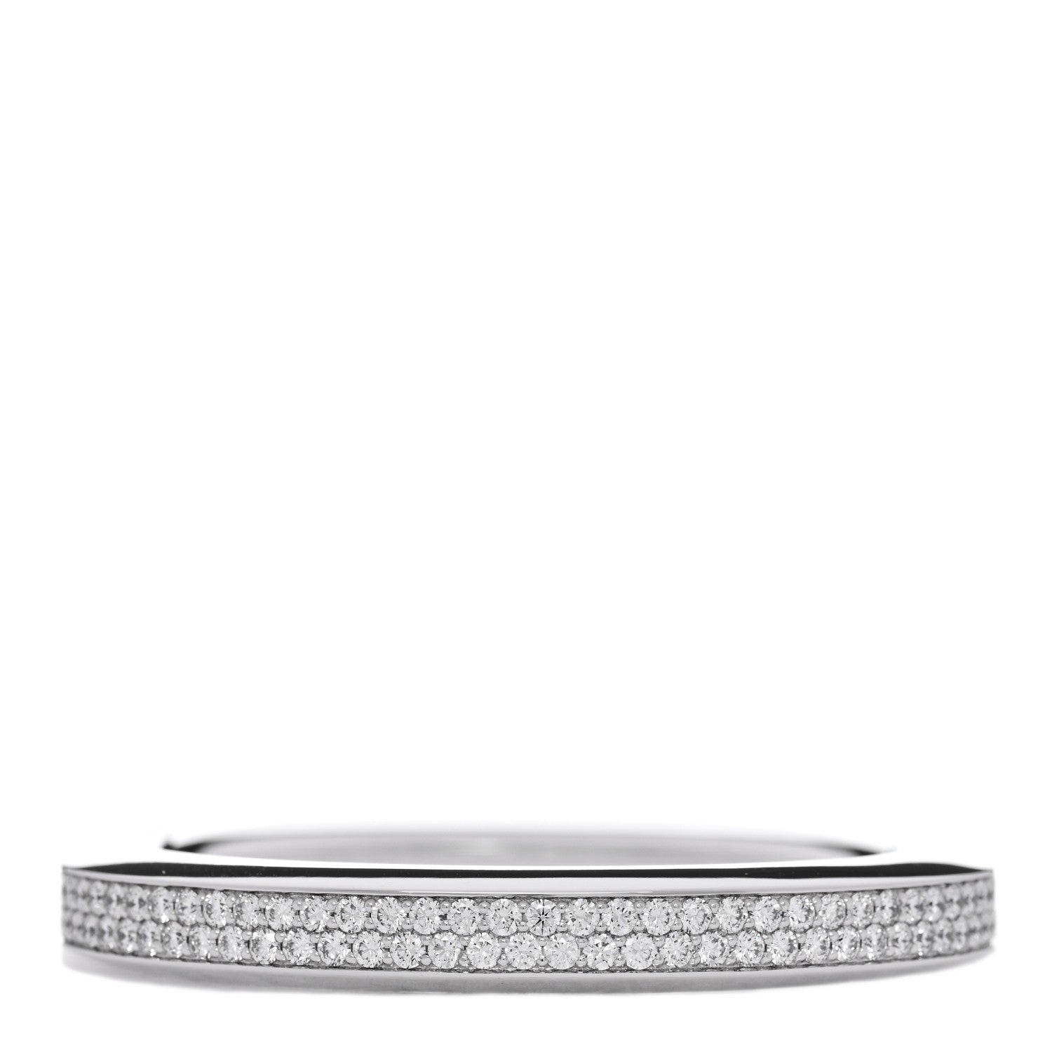 Tiffany 18K White Gold Diamond Tiffany Lock Bangle Pave Bracelet 3 of 5