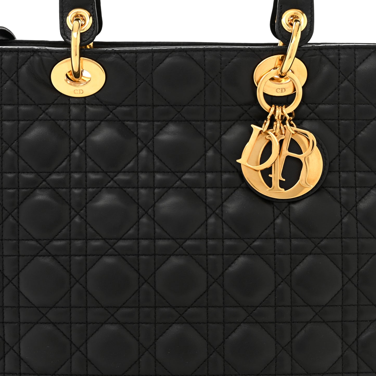 Lambskin Cannage Large Lady Dior Black