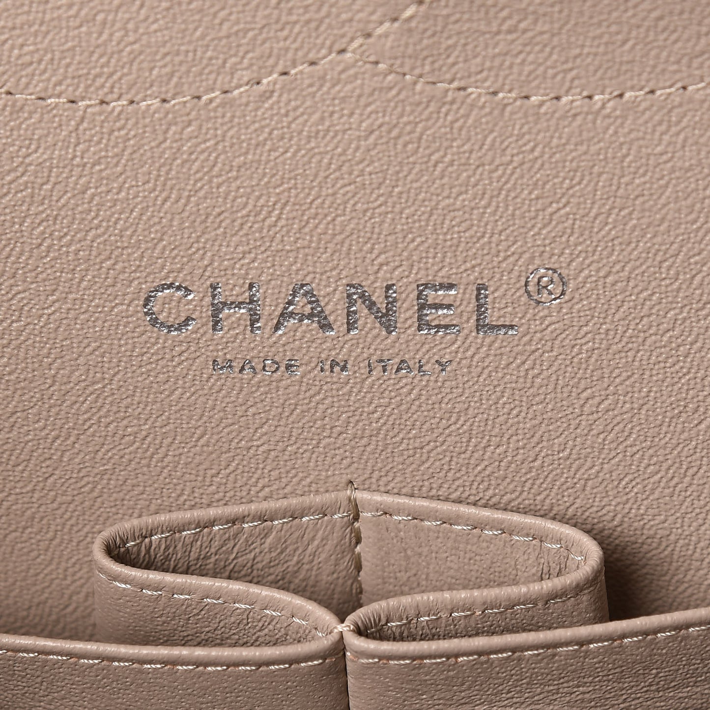Patent Quilted Jumbo Double Flap Light Beige