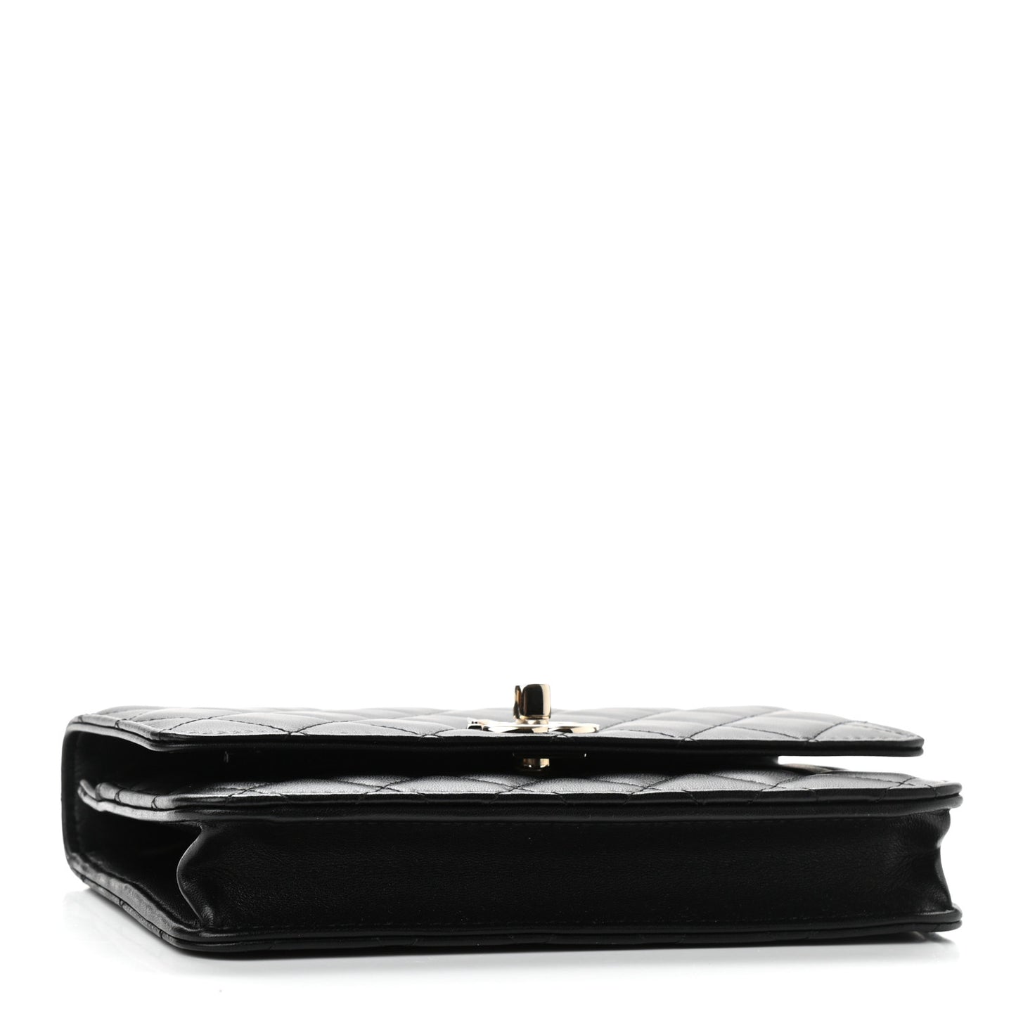 Lambskin Quilted Trendy CC Wallet On Chain WOC Black
