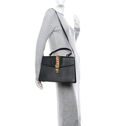 Gucci Calfskin Medium Sylvie Top Handle Bag Blue 2 of 16