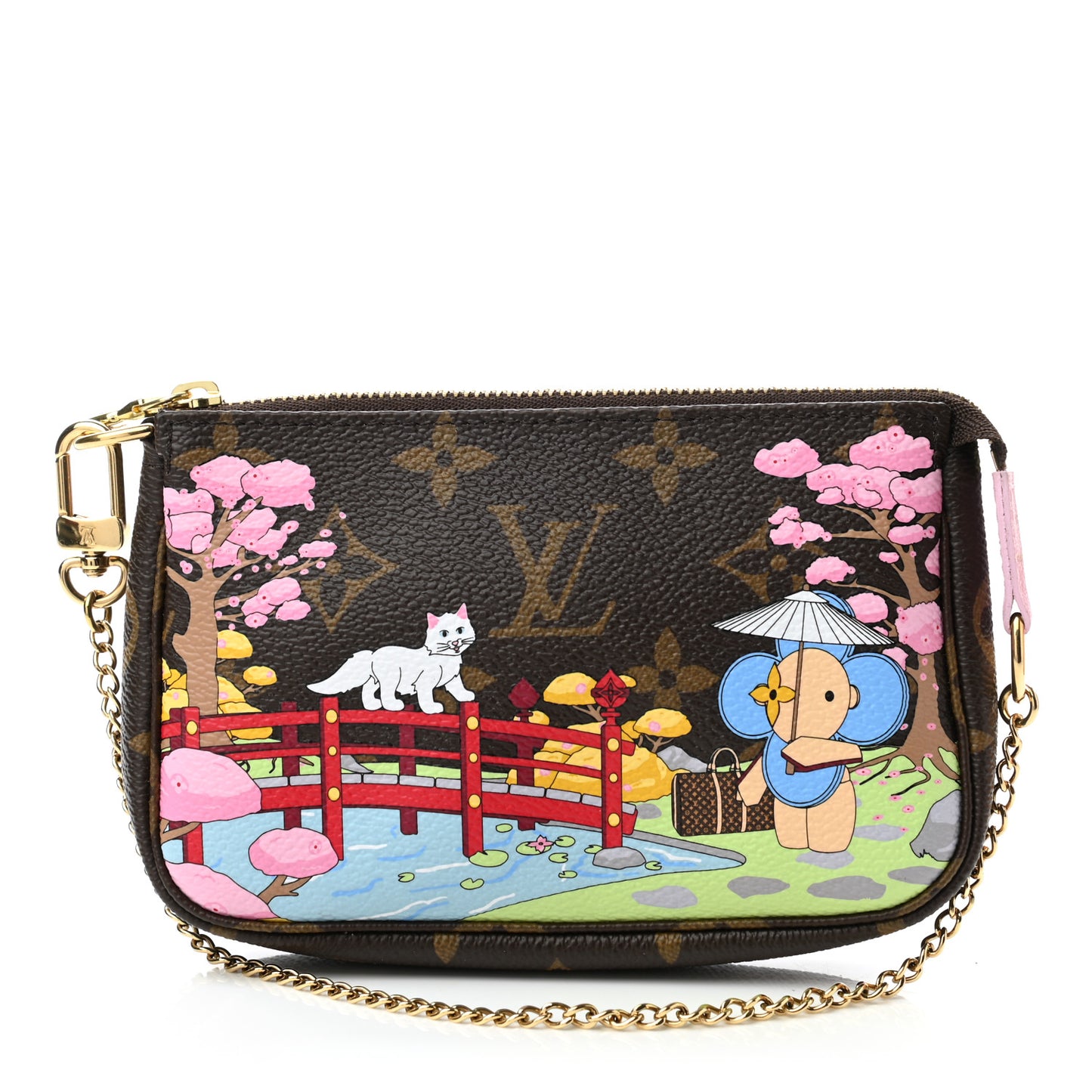 Monogram 2021 Christmas Animation Japanese Garden Mini Pochette Accessories Wisteria Pink