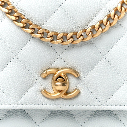 Chanel Caviar Quilted Sweetheart Wallet On Chain WOC Light Blue 9 of 12