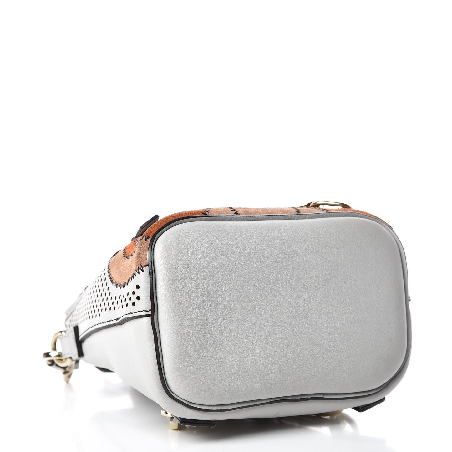 Calfskin Suede Paisley Patchwork Perforated Mini Faye Backpack Airy Grey
