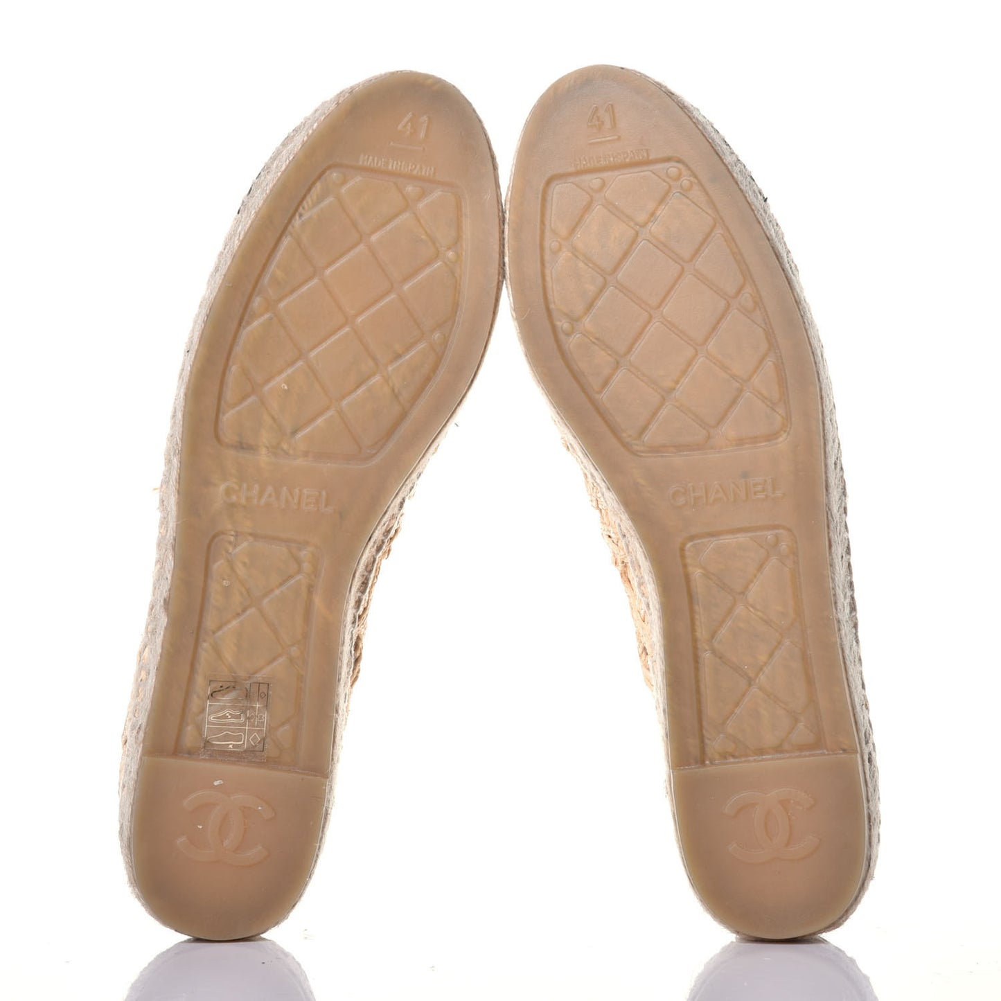 Raffia Fabric CC Espadrilles 41 Beige Black