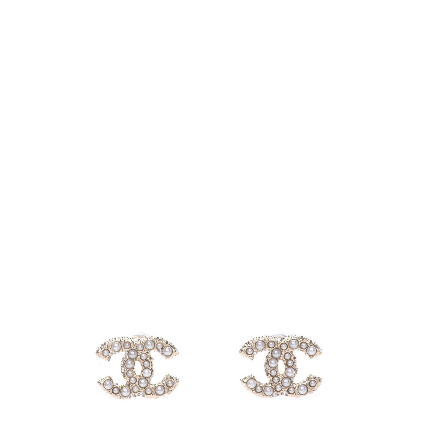 Metal Graduated Pearl Crystal CC Earrings Light Gold