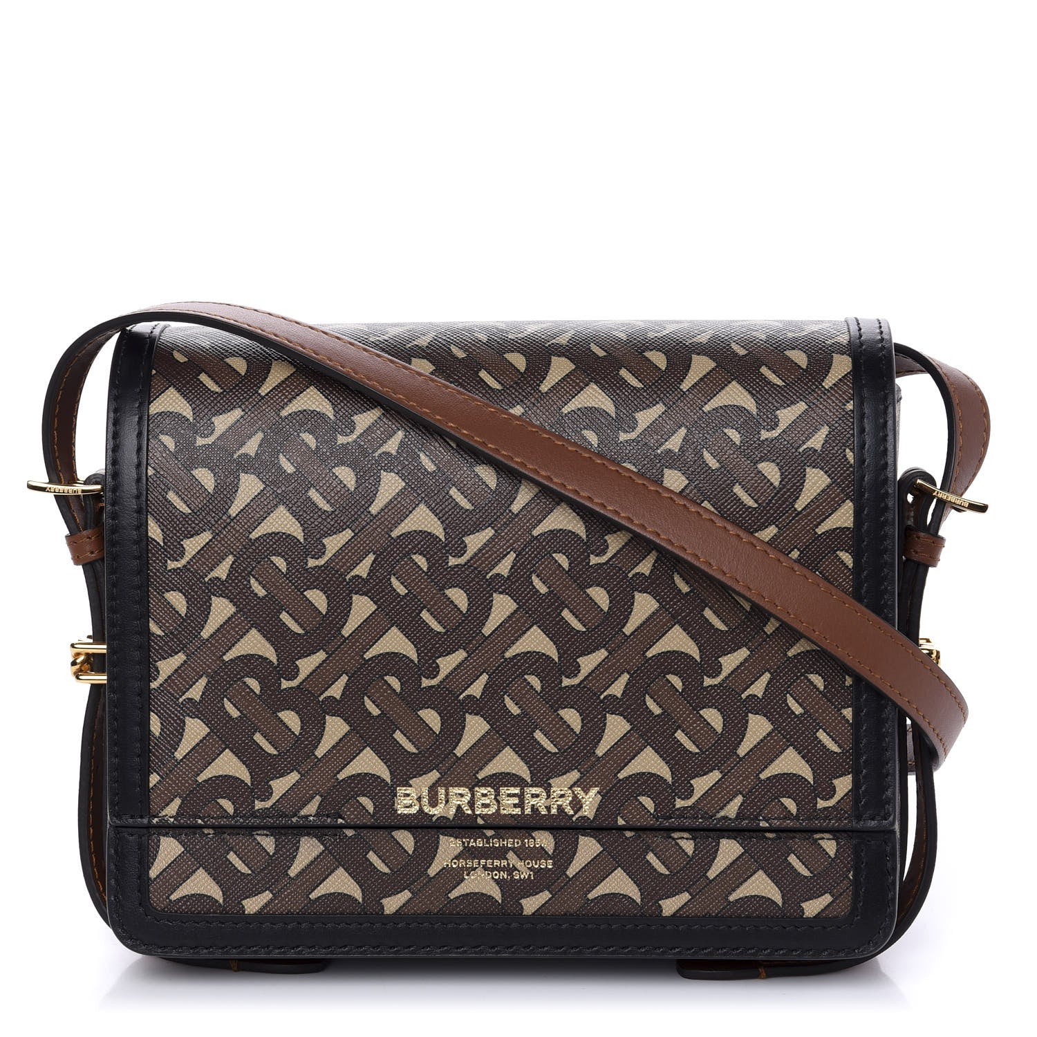 Burberry E-Canvas Monogram Small Grace Bag Bridle Brown 1 of 9