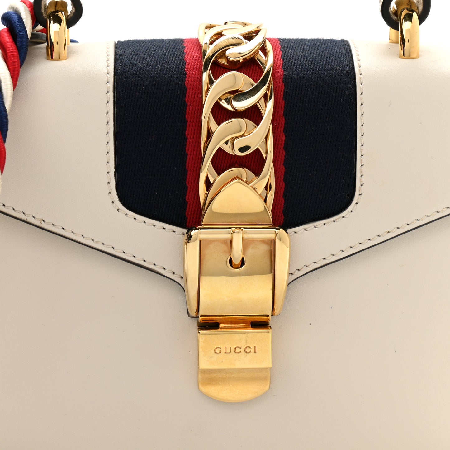 Calfskin Mini Sylvie Top Handle Bag White
