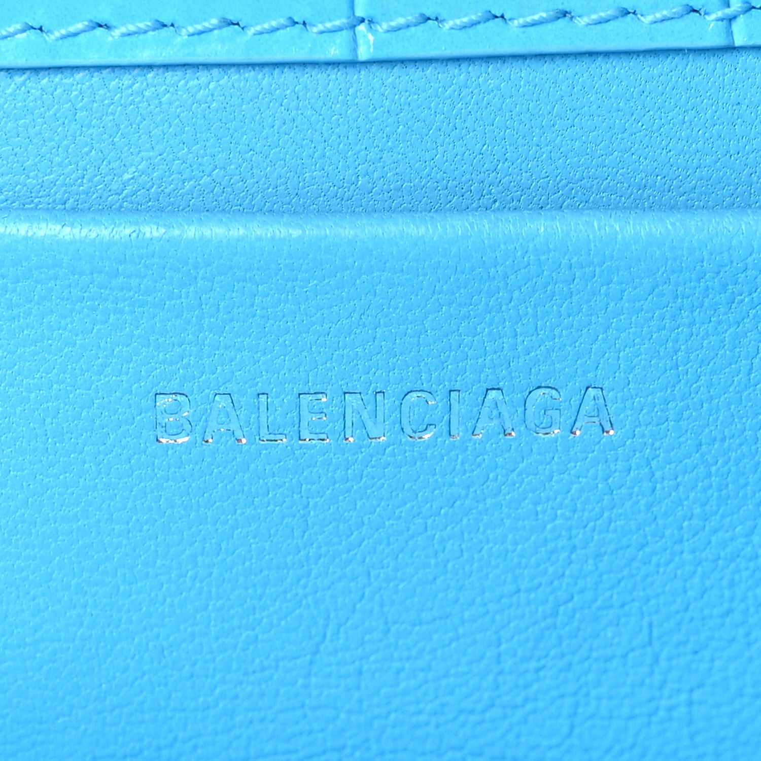 Balenciaga Shiny Super Supple Calfskin Crocodile Embossed Small XX Flap Stretch Bag Cyan 6 of 9