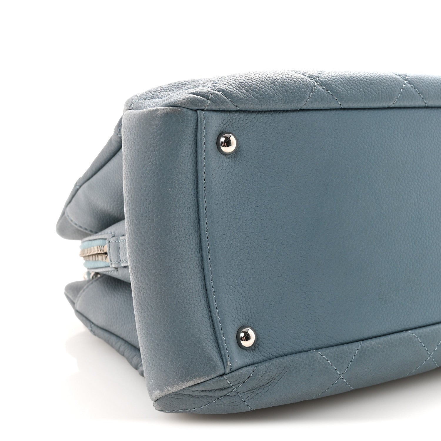 Chanel Caviar Quilted CC Timeless Soft Tote Blue 9 of 10