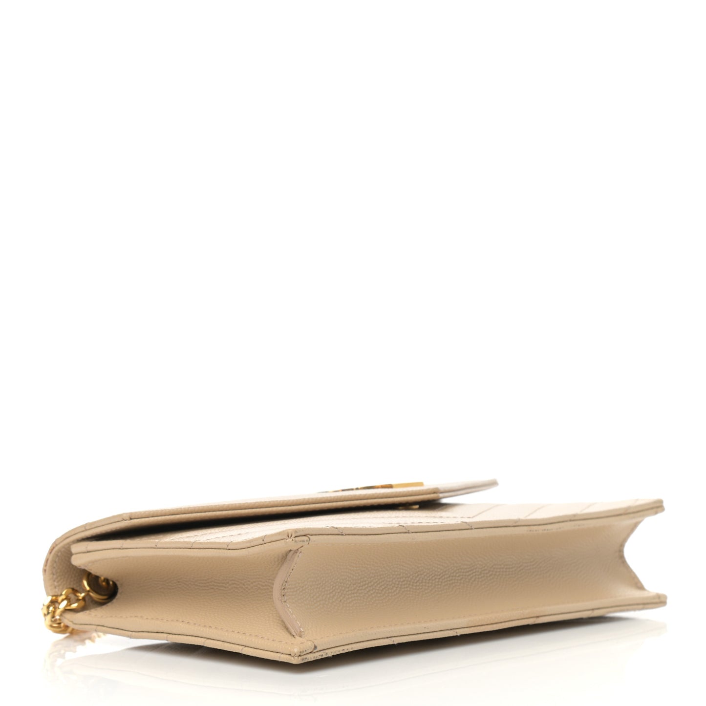 Grain De Poudre Matelasse Chevron Monogram Envelope Chain Wallet Dark Beige