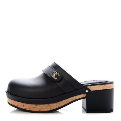 Chanel Calfskin CC Turn Lock Clogs 36 Black 1 of 9