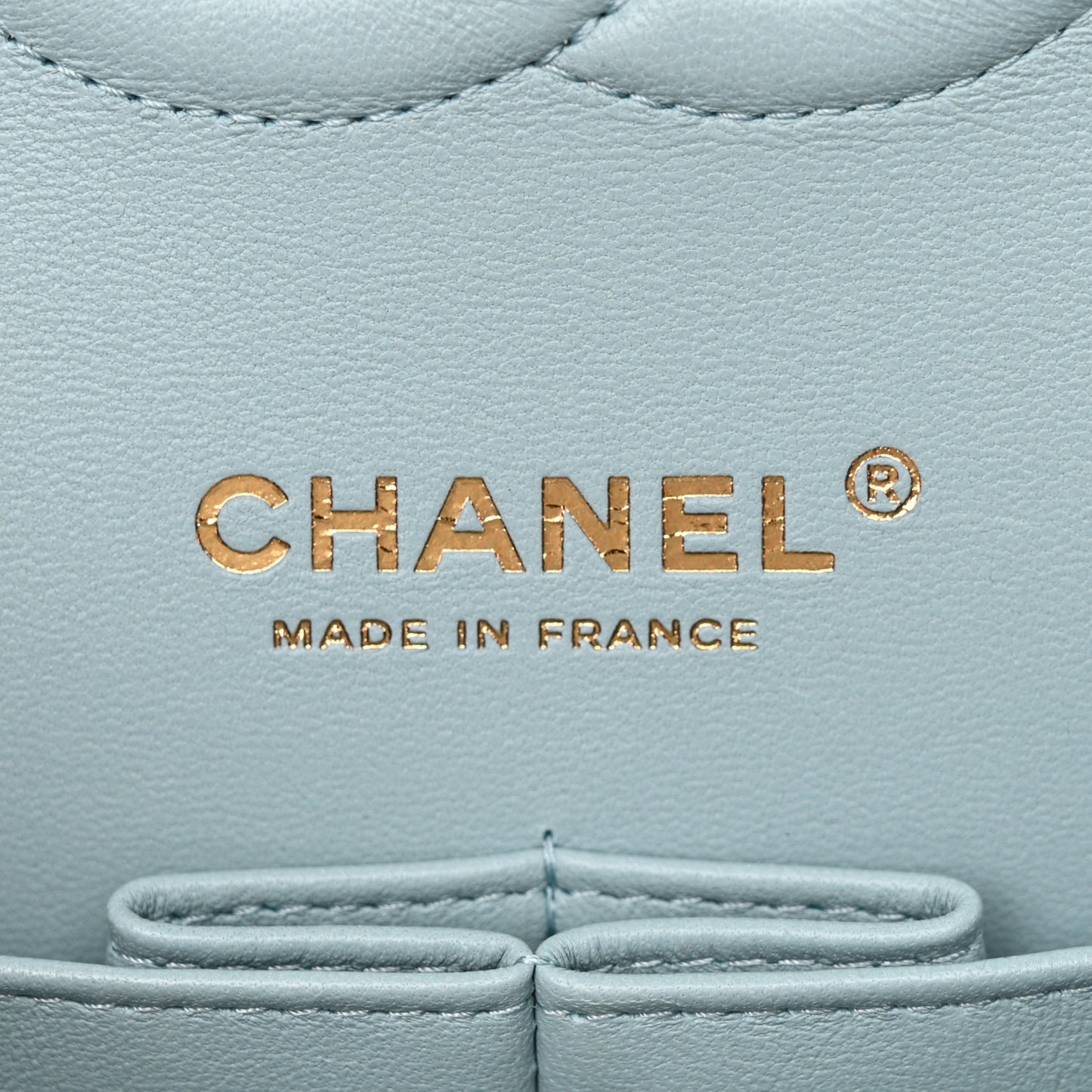 Caviar Quilted Medium Double Flap Light Blue