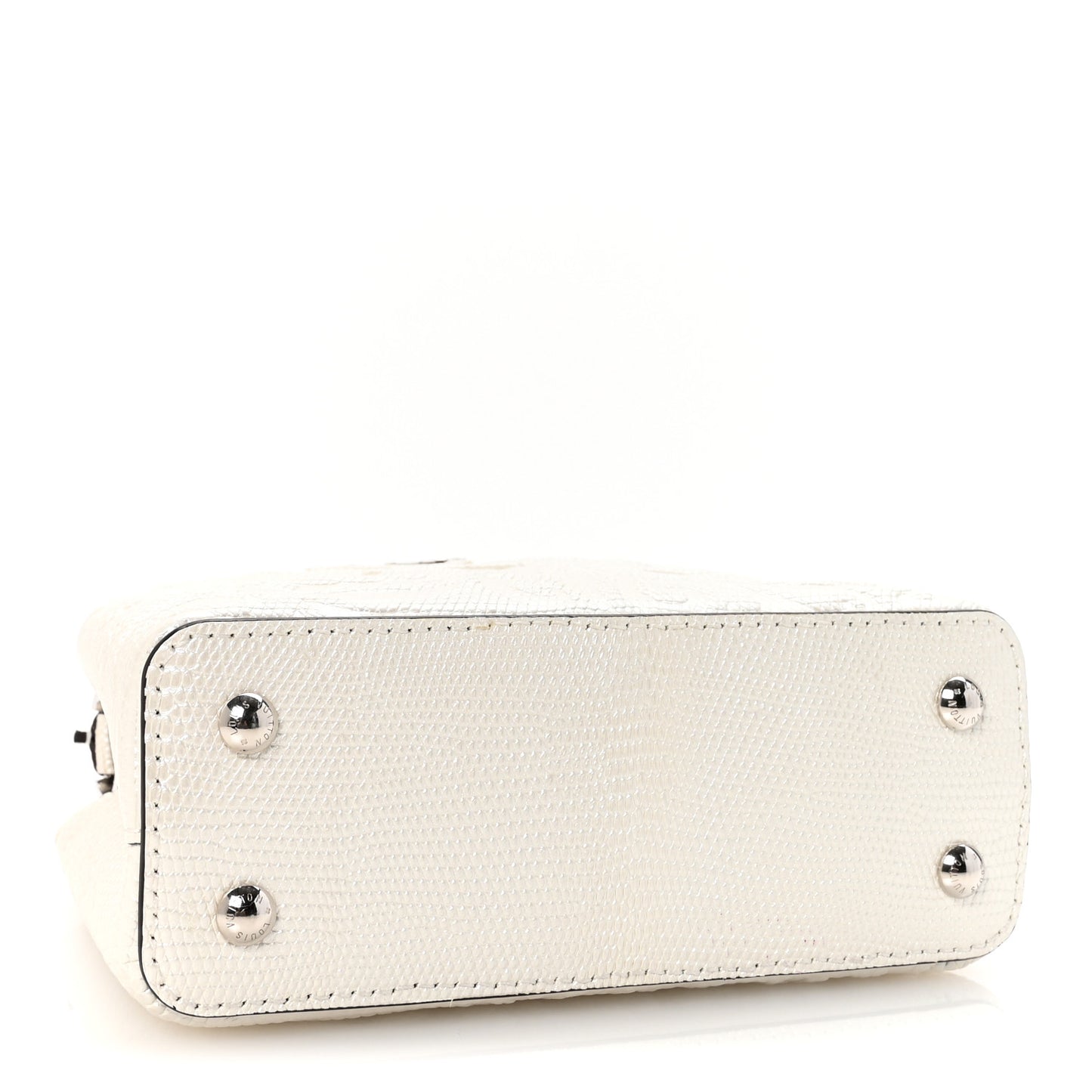 Lizard Baroque Embossed Capucines Mini Ivory Sparkle