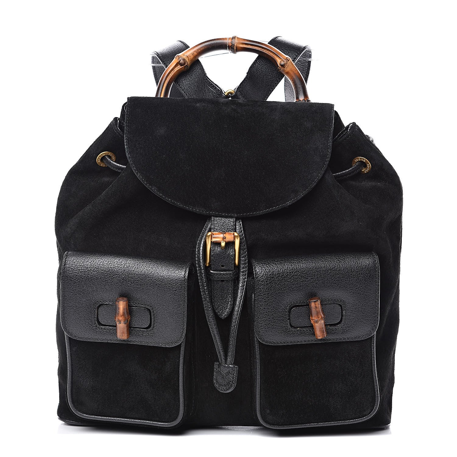Gucci Suede Bamboo Backpack Black 1 of 13
