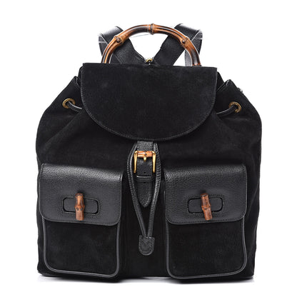 Gucci Suede Bamboo Backpack Black 1 of 13