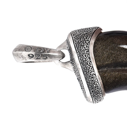 David Yurman Sterling Silver Golden Obsidian 26mm Stone Claw Amulet Pendant 4 of 4