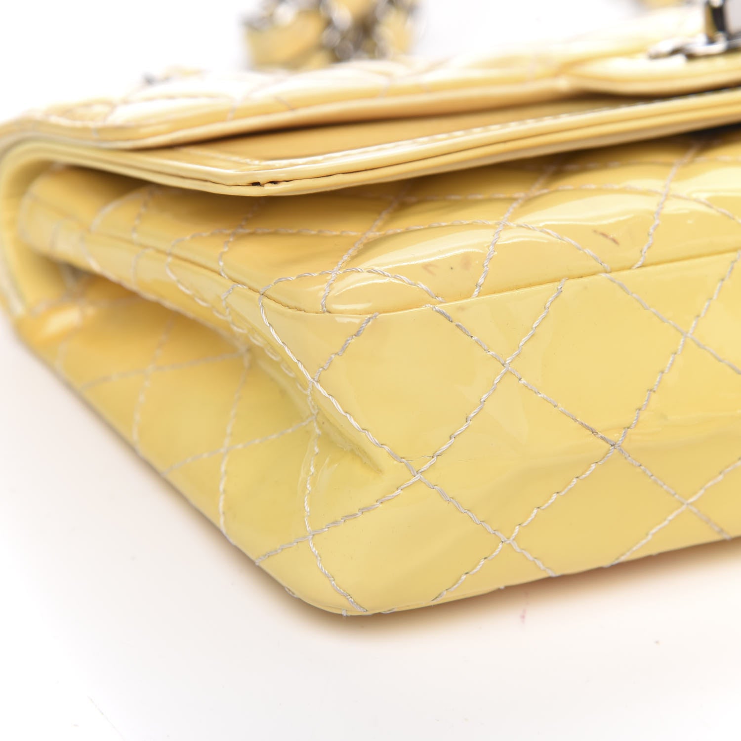 Chanel Patent Quilted Medium Double Flap Yellow 8 of 16