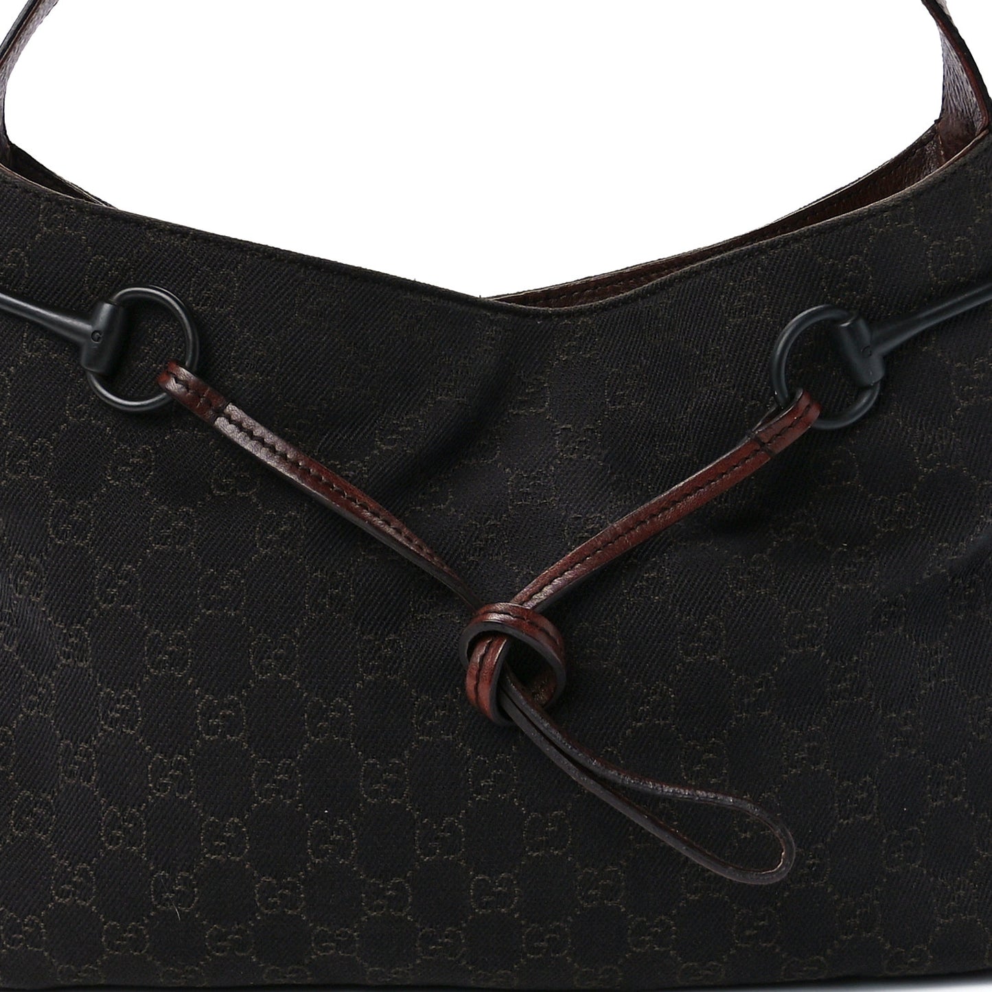 Monogram Canvas Horsebit Drawstring Hobo Brown